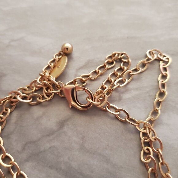 💖 Chicos Matte Gold Multi Strand Textured Statement Necklace 💖 - Picture 6 of 8